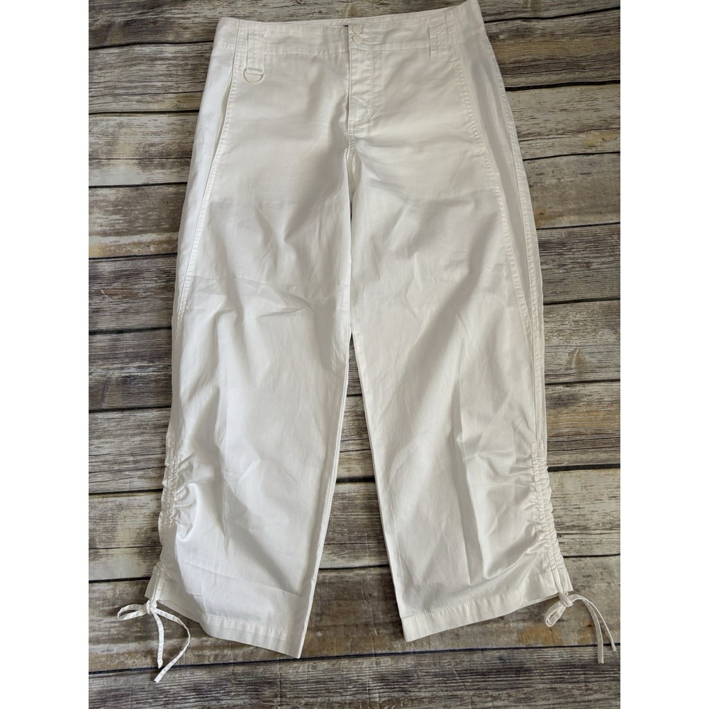 Cotton Twill Utility Crop Pants Sanctuary Ruched Small White - Picture 2 of 7